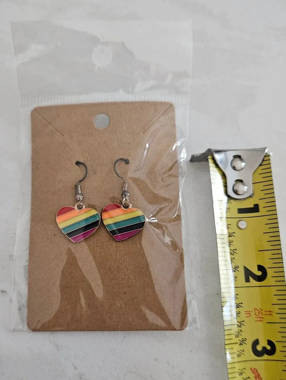 Rainbow Striped Heart Earrings